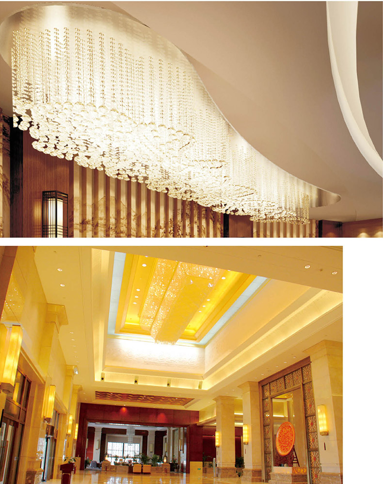 会所,复式楼工程非标大型水晶灯定制样板