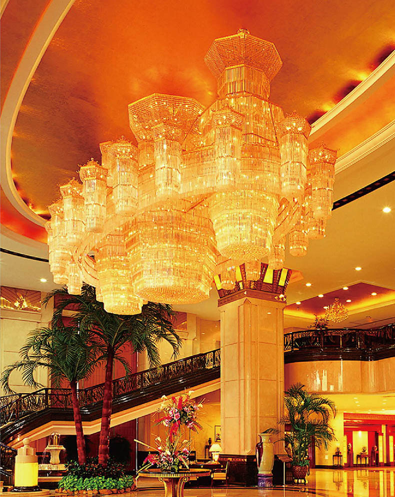 别墅中空工程非标艺术水晶灯定制样板